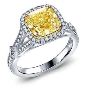 ✨ Royal Yellow Court Large Square Gems Vintage Rings for Women, PD716